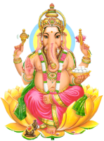Ganesh : Dieu à quatre bras et à tête d‘éléphant avec une défense cassée
